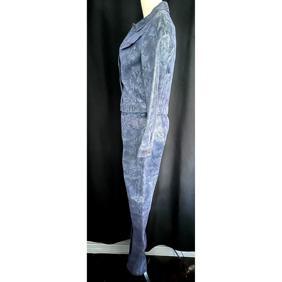 Vintage Y2K 90s Steve Madden Blue Leather Snakeskin Jacket SM Pants Size 8 Set - Picture 7 of 14